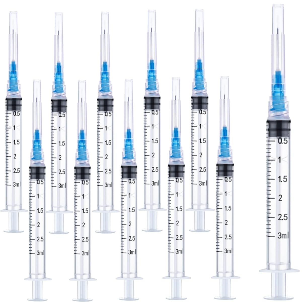 Luer lock 3ml 23Ga 5/8 Inch(15.8mm), 50 Pack Sterile Lab Utensils for clear