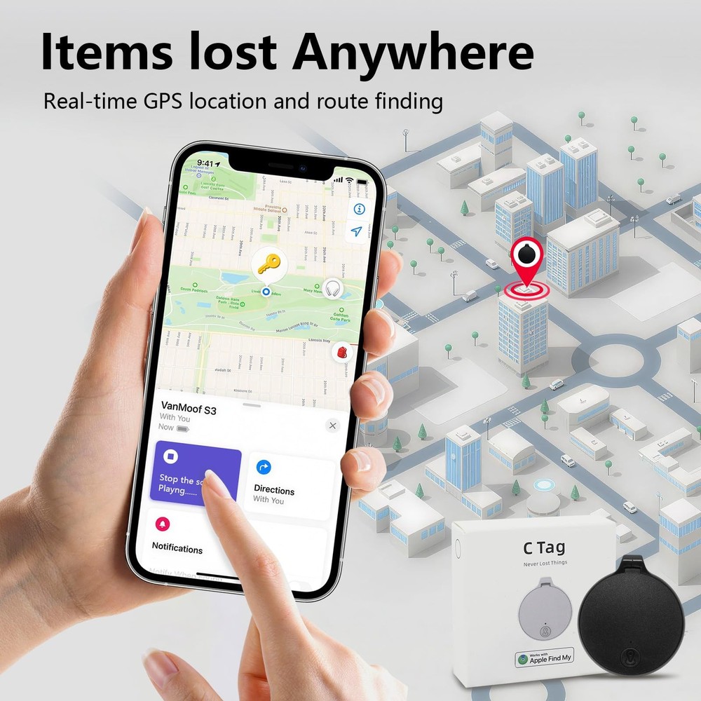 Tracker Tags 4 Pack Apple MFi Certified Bluetooth 5.4 Tracker with Replaceabl...