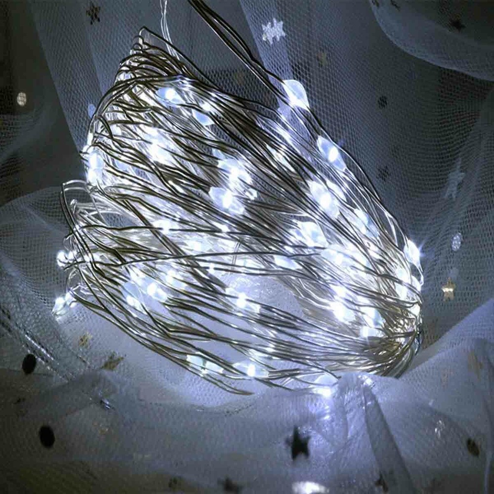 2 Pack 33 Ft 100 LEDs Copper Wire String Fairy Lights Solar Powered Mini LED