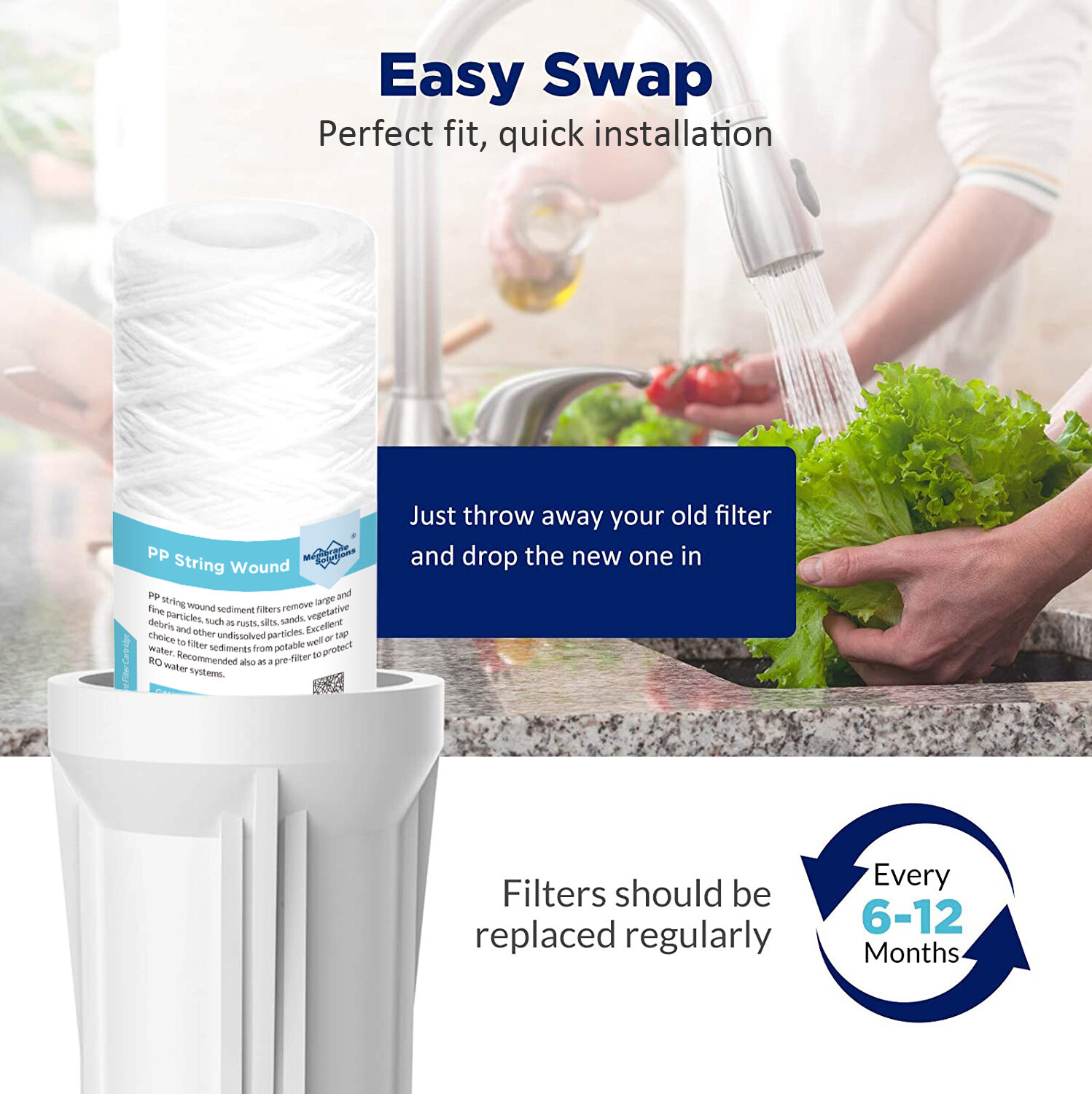 10" x 2.5" String Wound Whole House Sediment Water Filter 1/5/10/20/30/50 Micron