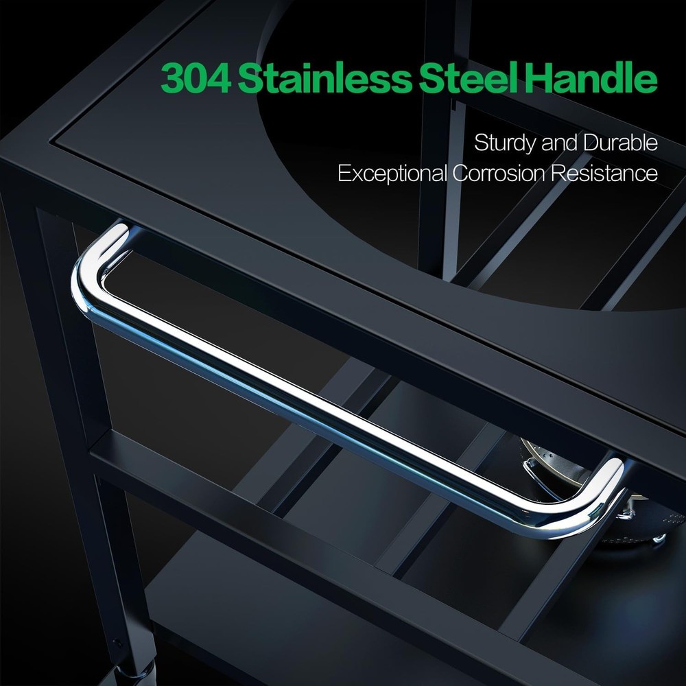 Outdoor Green Egg Table With Ultra-stable Side Table, Effortless Mobility