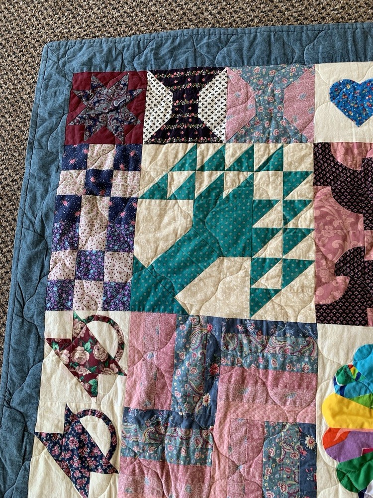 Handmade Quilt Throw / Wall Hanging /Drapery Panel 51x52” Signed + Dated 2002