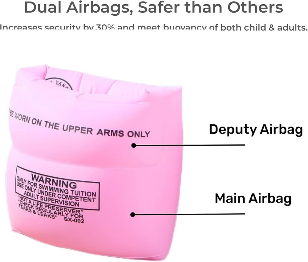 Comfortable PVC Arm Floaties - 2 Blue & 2 Pink Pool Float Bands for All Ages