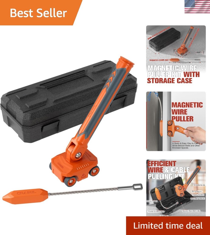 Ergonomic Magnetic Wire Puller with Hard Plastic Case - Effortless Cable Fishing