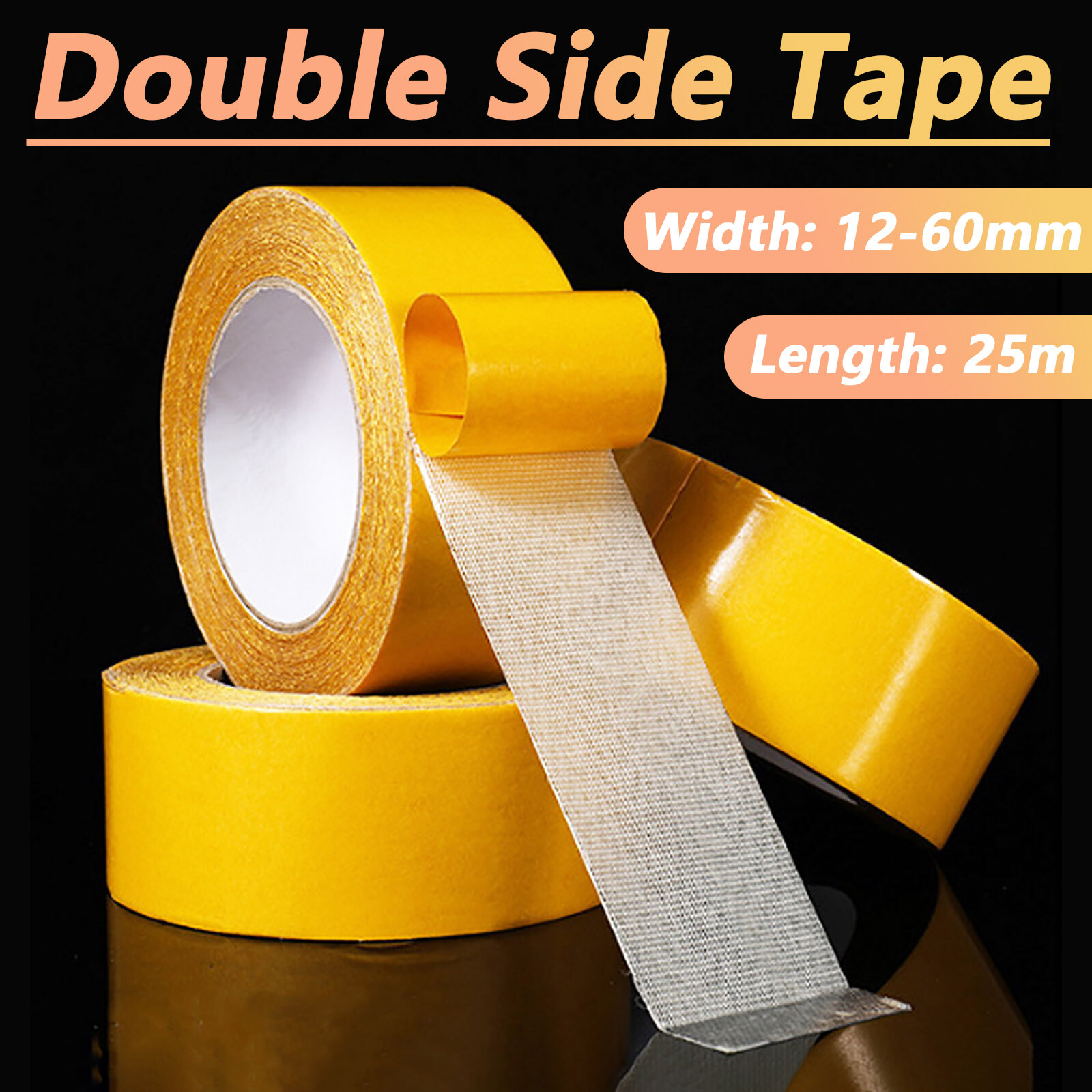 25M Double Side Tape Heavy Duty Carpet Tape Strong Adhesive Sticky Multipurpose