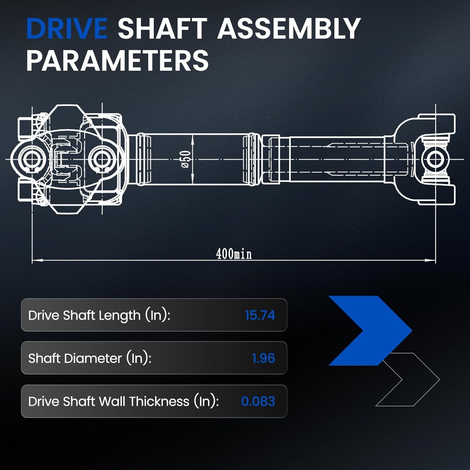 936-085 Rear Drive Shaft Assembly - Compatible with 1997-2006 Jeep Wrangler -...