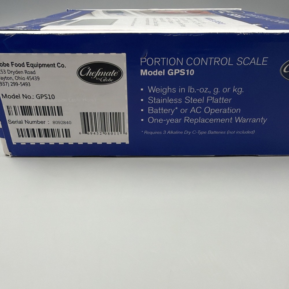 NEW - Globe GPS10 Digital Portion Control Scale with LCD Digital Display