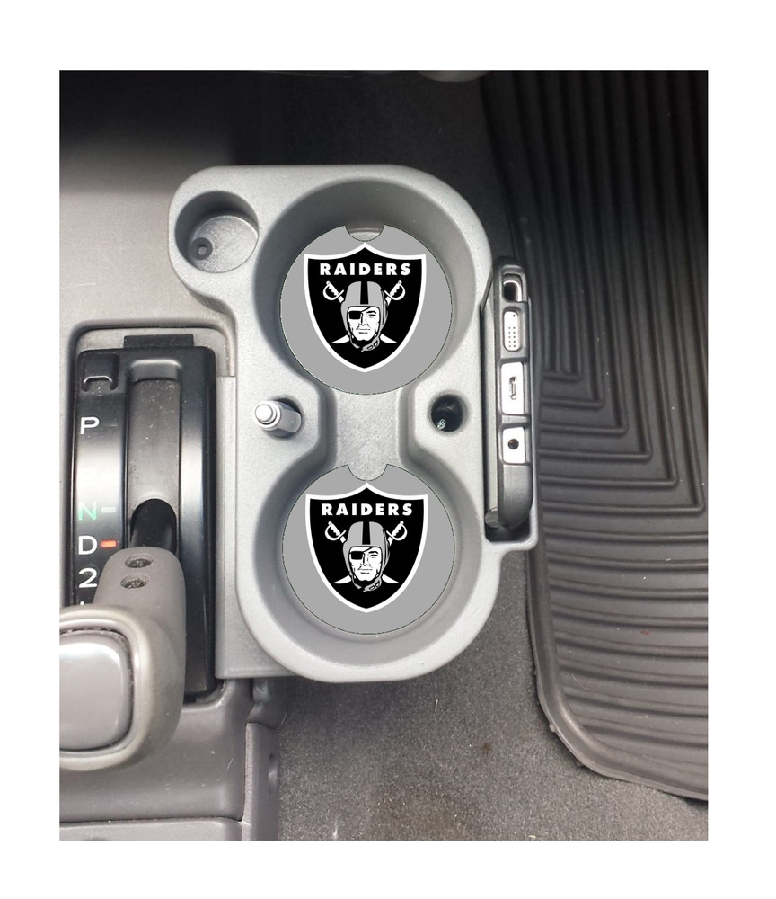 OAKLAND RAIDERS RUBBER CAR COASTERS SET (2) NFL