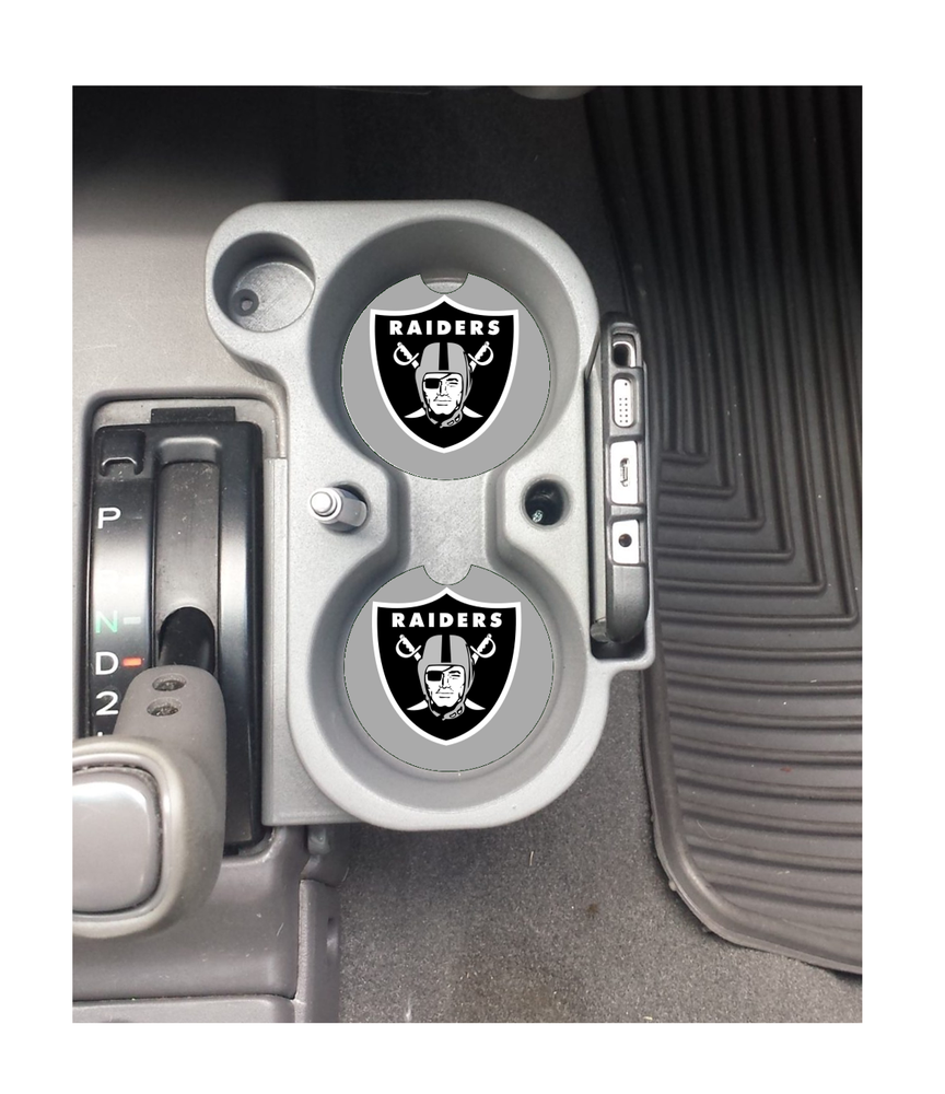 OAKLAND RAIDERS RUBBER CAR COASTERS SET (2) NFL