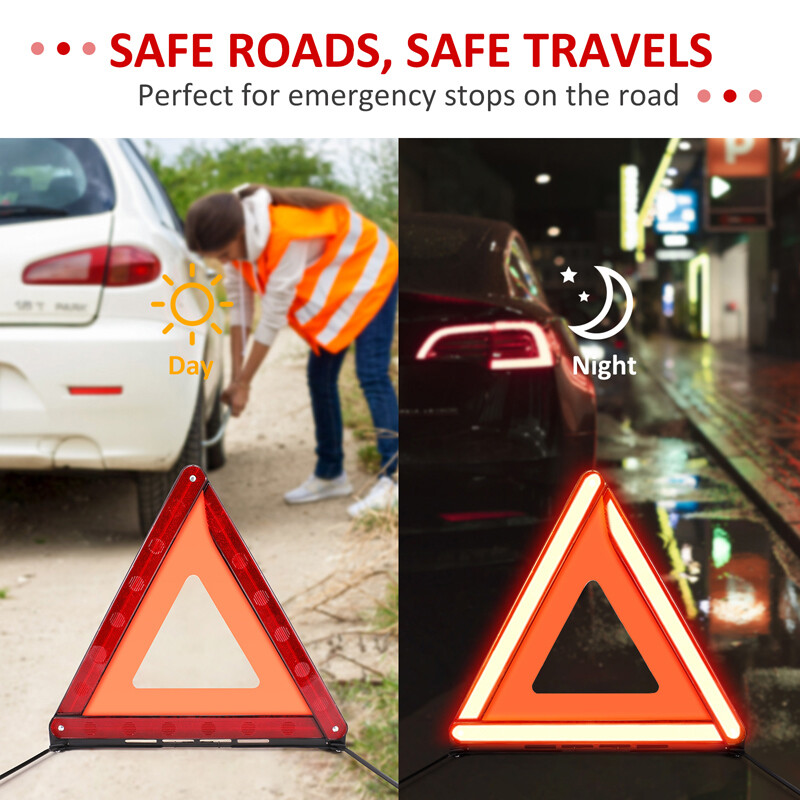 3X Emergency Warning Triangle DOT Approved Night Reflective Safety Roadside Kit