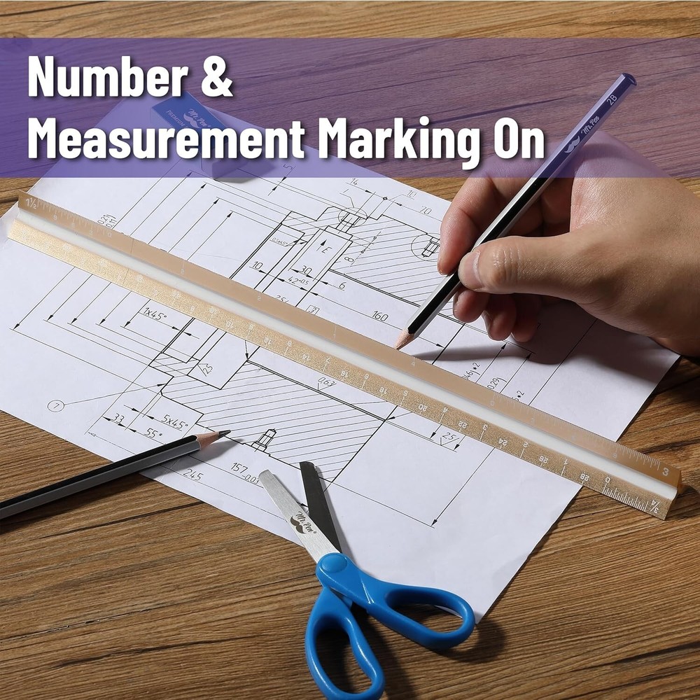 Efficient 12-Inch Gold Architectural Ruler - Lightweight Aluminum Craftsmanship
