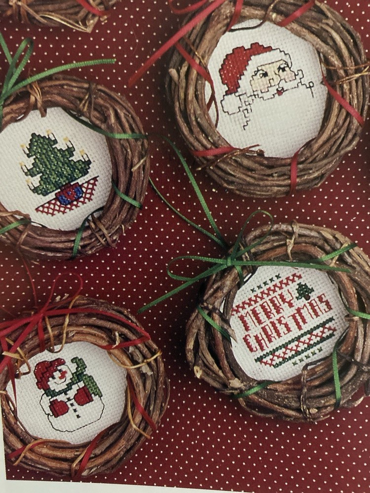 12 Assorted Christmas Counted Cross Stitch Patterns- Santa Claus Tree Stocking