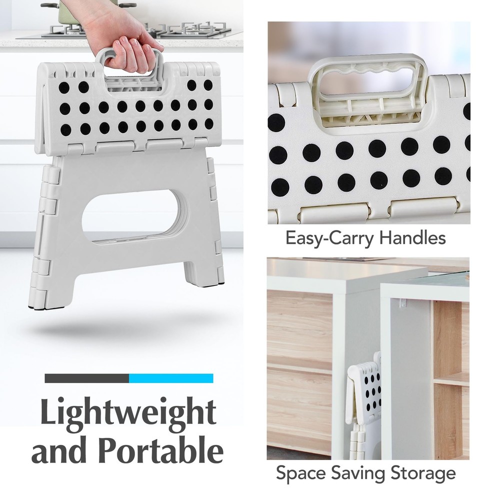 Handy Laundry Folding Lightweight Step Stool - Sturdy Enough to 9 Inch, White
