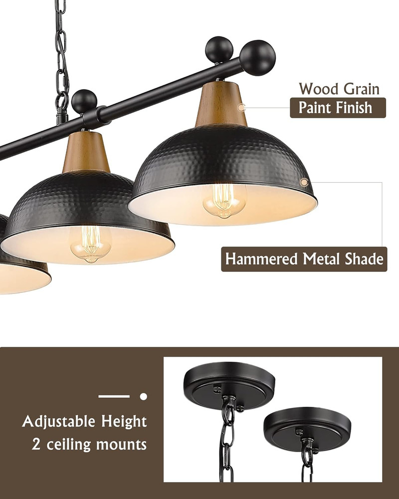 4-Light Pool Table Lights for 7Ft/8Ft Table, 48" Modern Billiard Llight Kitchen