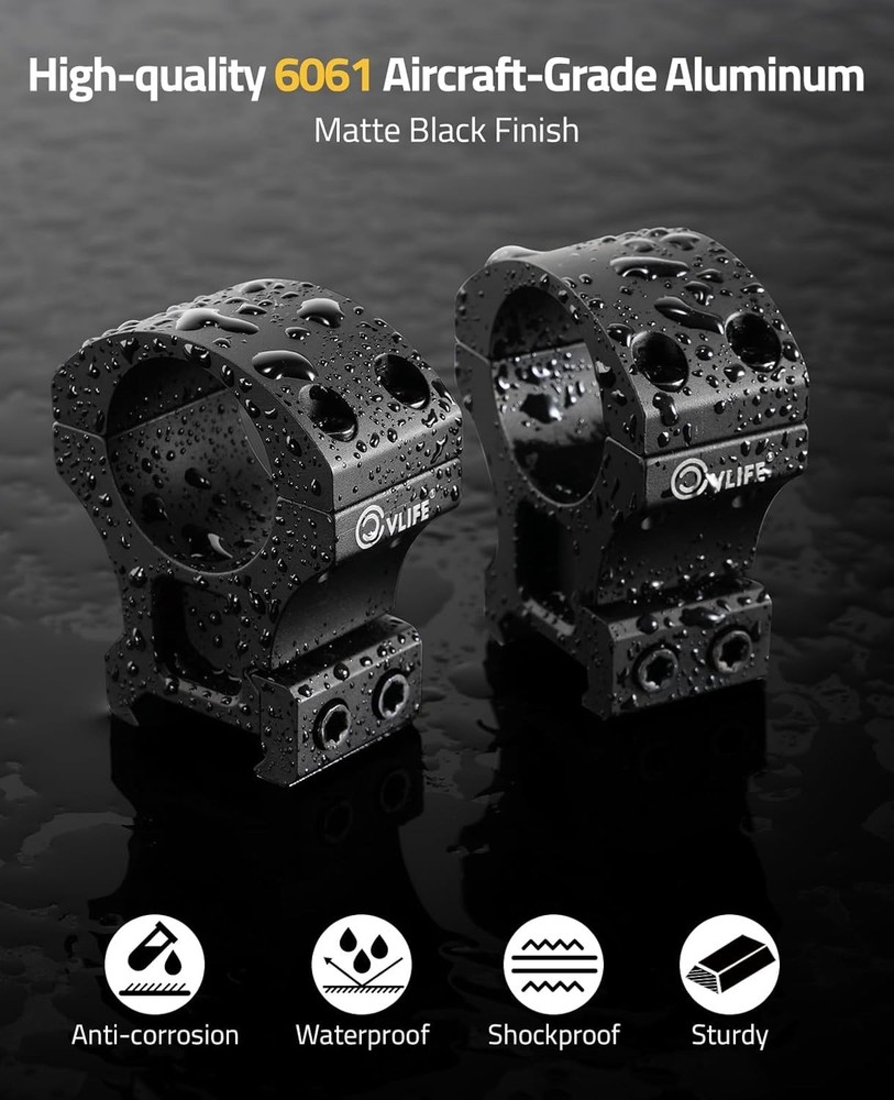 Precision 1 Inch Scope Rings Scope Mount - 2 Pieces