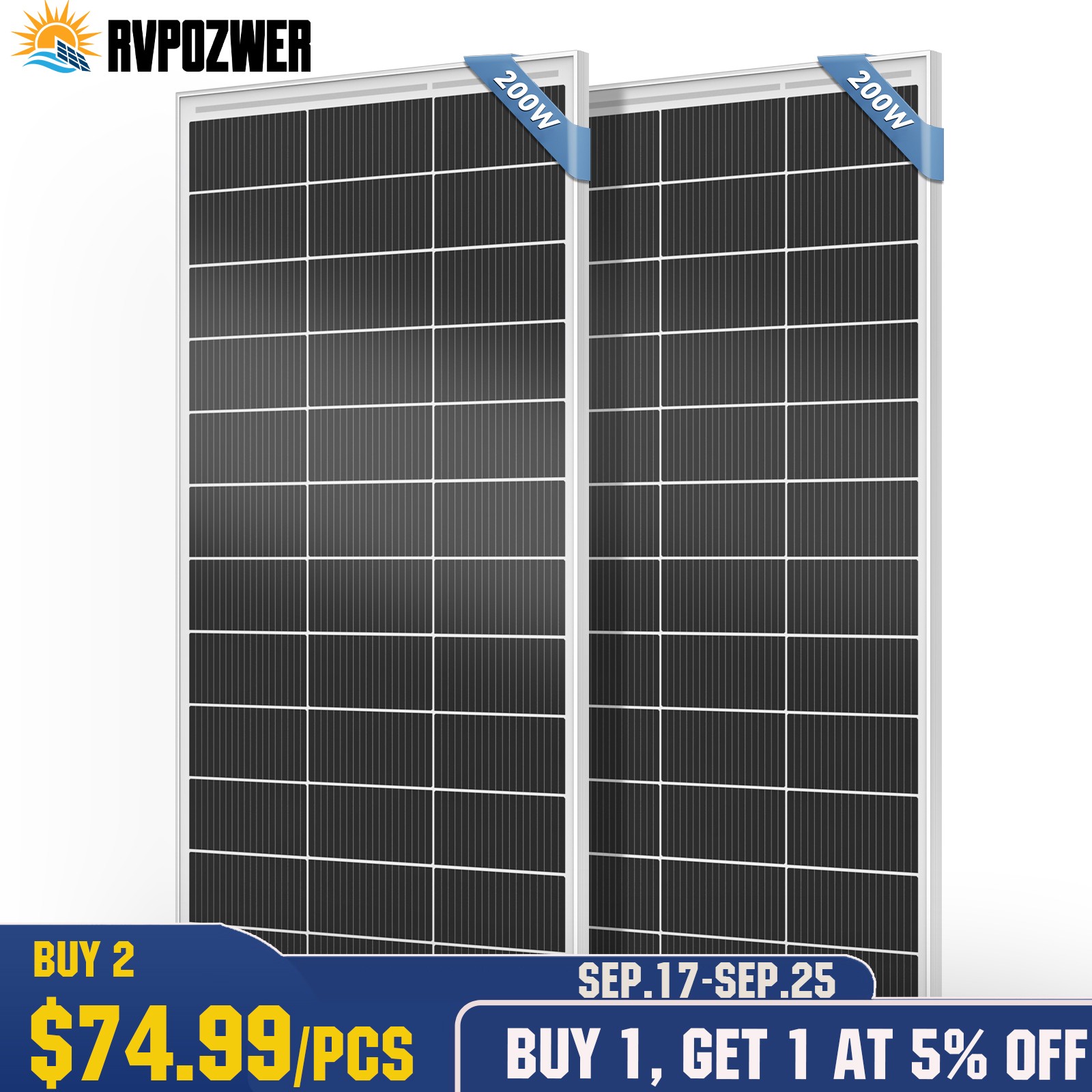 400W 12V Solar Panel 18BB N-type Battery Charge RV PV Home Off-Grid Battery Powe