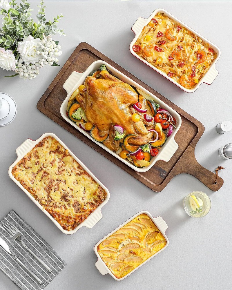 Bakeware set (4 pcs.), MALACASA Oven set with porcelain baking tray