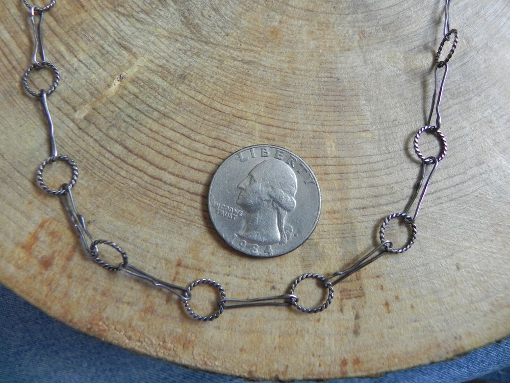 Sterling Silver Round & Long link Necklace & Earrings SET