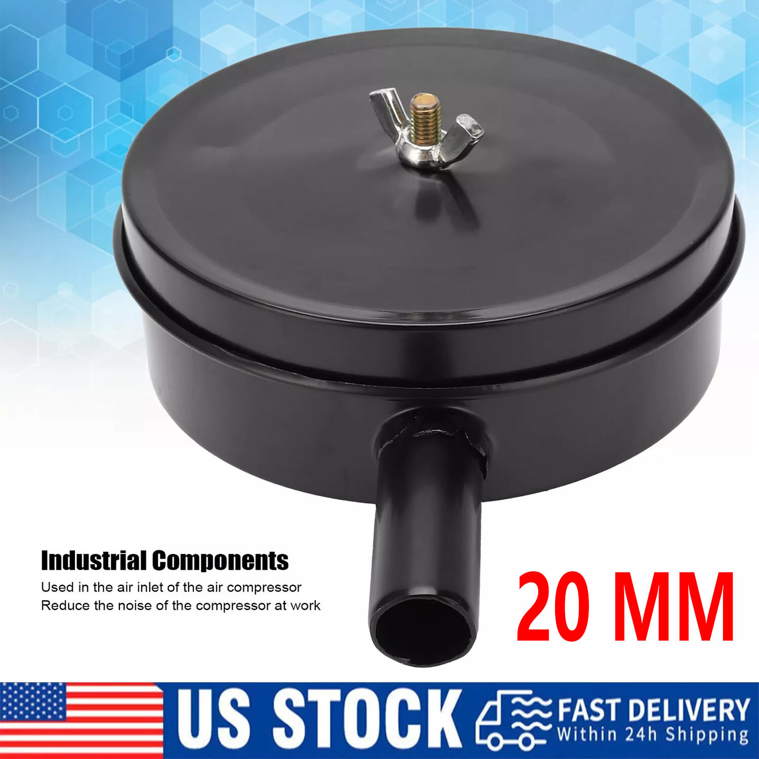 1/2" 20mm Thread Air Compressor Intake Filter Muffler Silencer Black-Metal T5