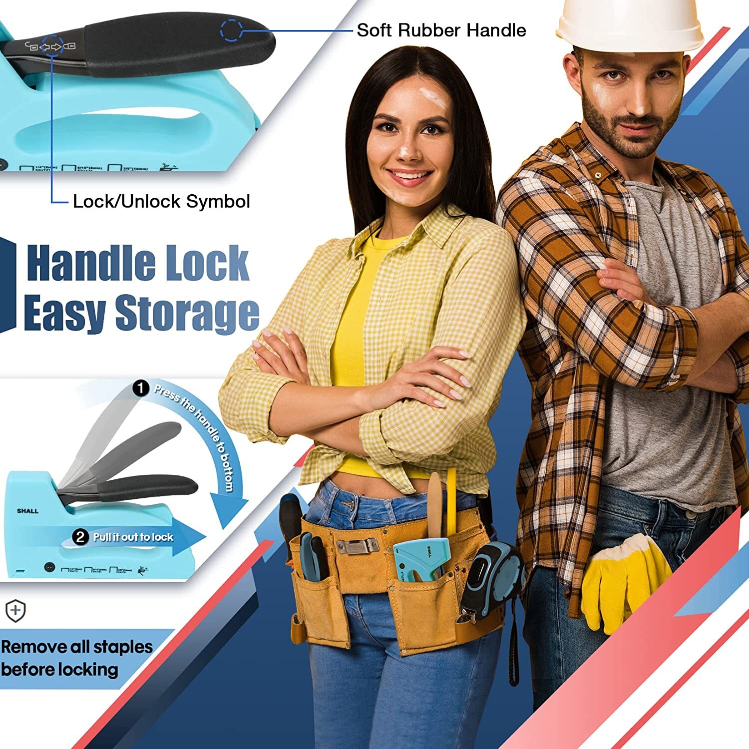 SHALL Light Duty Staple Gun -Upholstery Staple Gun with 1600pcs Staples