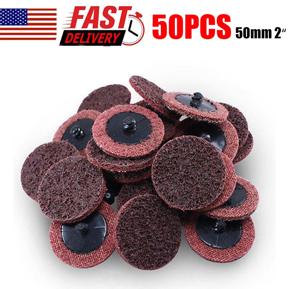 50Pc 2" Coarse/Medium/Fine Scotch Pads Roll Lock Surface Sanding Disc