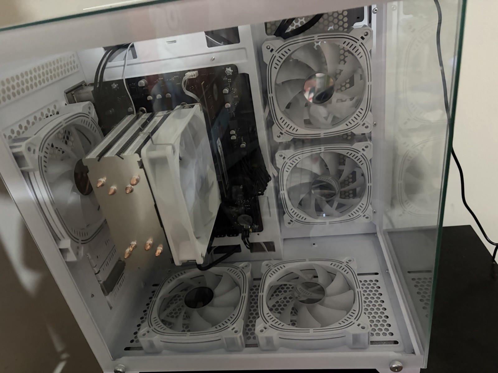 White Gaming Tower Desktop PC with RGB Lighting, Glass Side Panel, RGB Fans