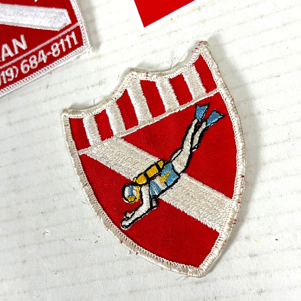 Scuba Diver 3 Vintage Patch Sticker Bundle Down Flag DAN 919 Wrong Number