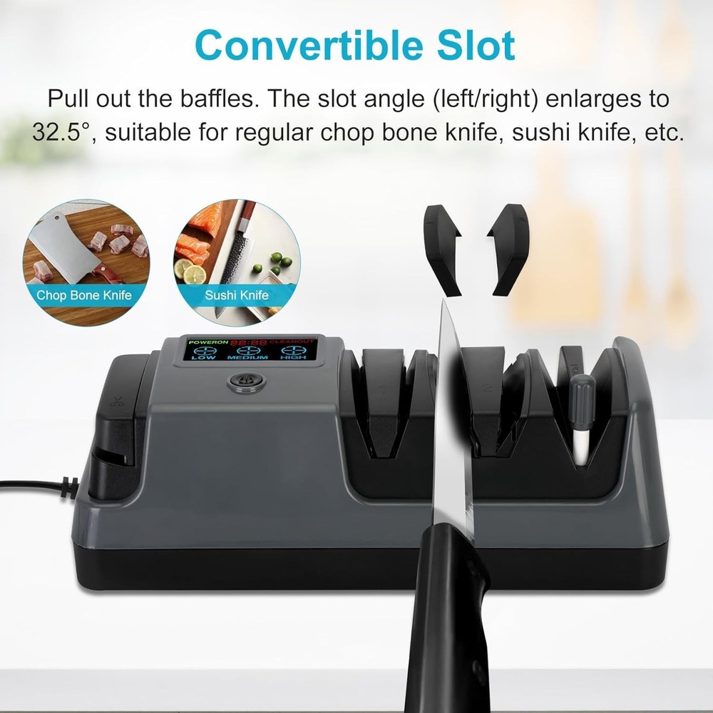 5-in-1 Electric Knife Sharpener-3 Rotational Speed Adjustable Knife Sharpener