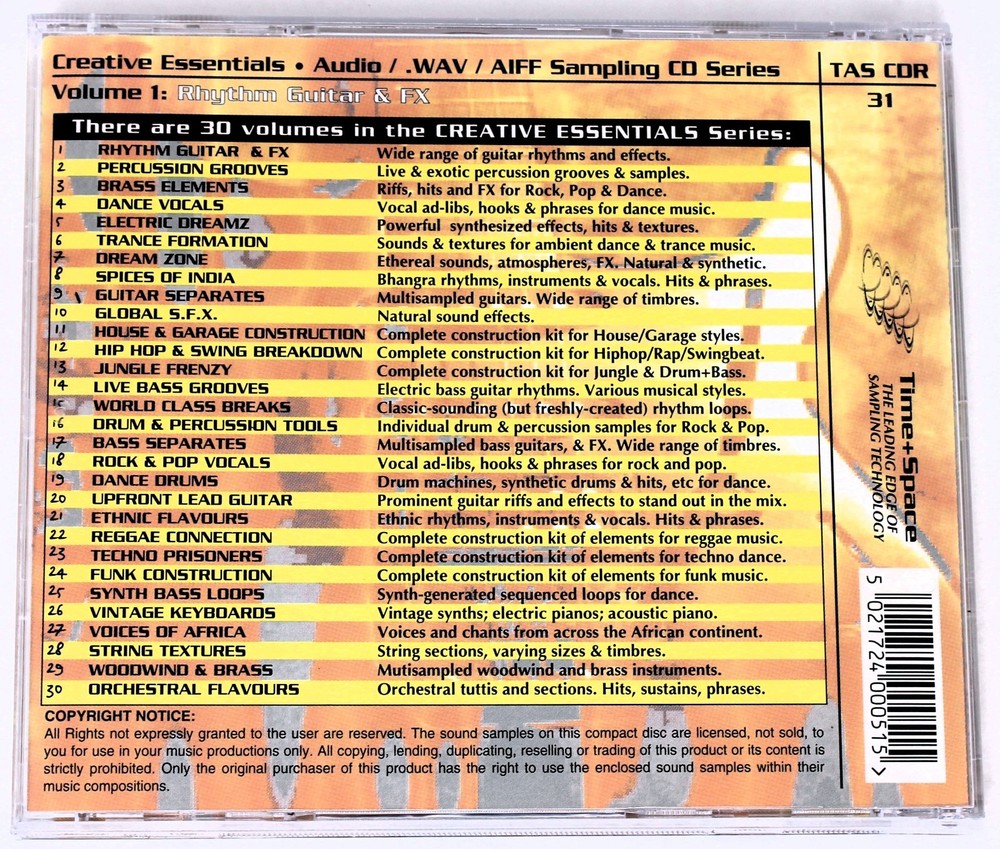 Zero-G Creative Essentials 1 Rhythm Guitar & FX Sample/Sound Library/Sampling CD