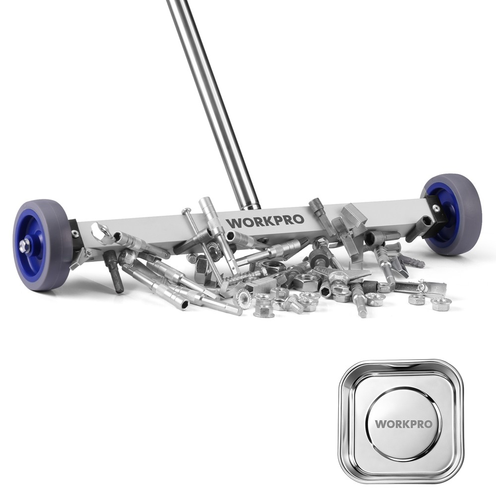 WORKPRO 17" Magnetic Sweeper with Telescoping Handle Heavy Duty Nail Pickup Tool