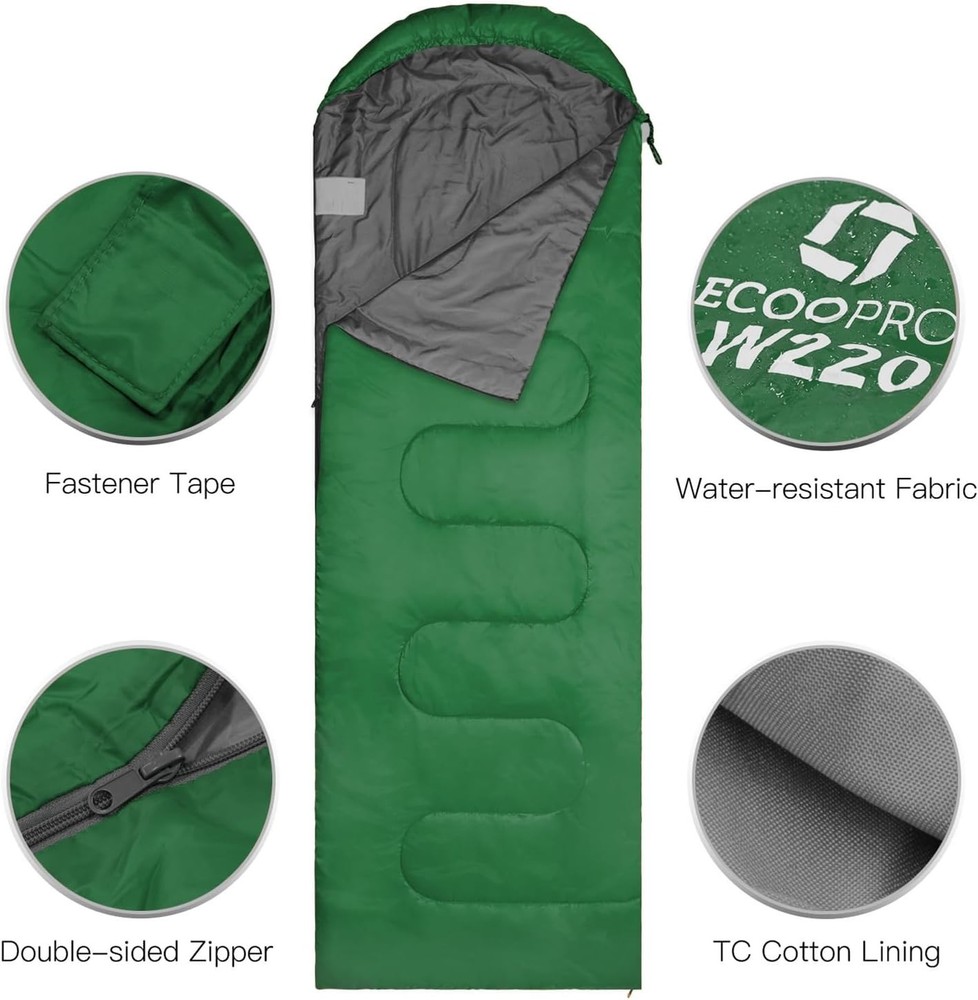 Warm Weather Sleeping Bag - Portable, Waterproof, Compact Lightweight, Comfor...