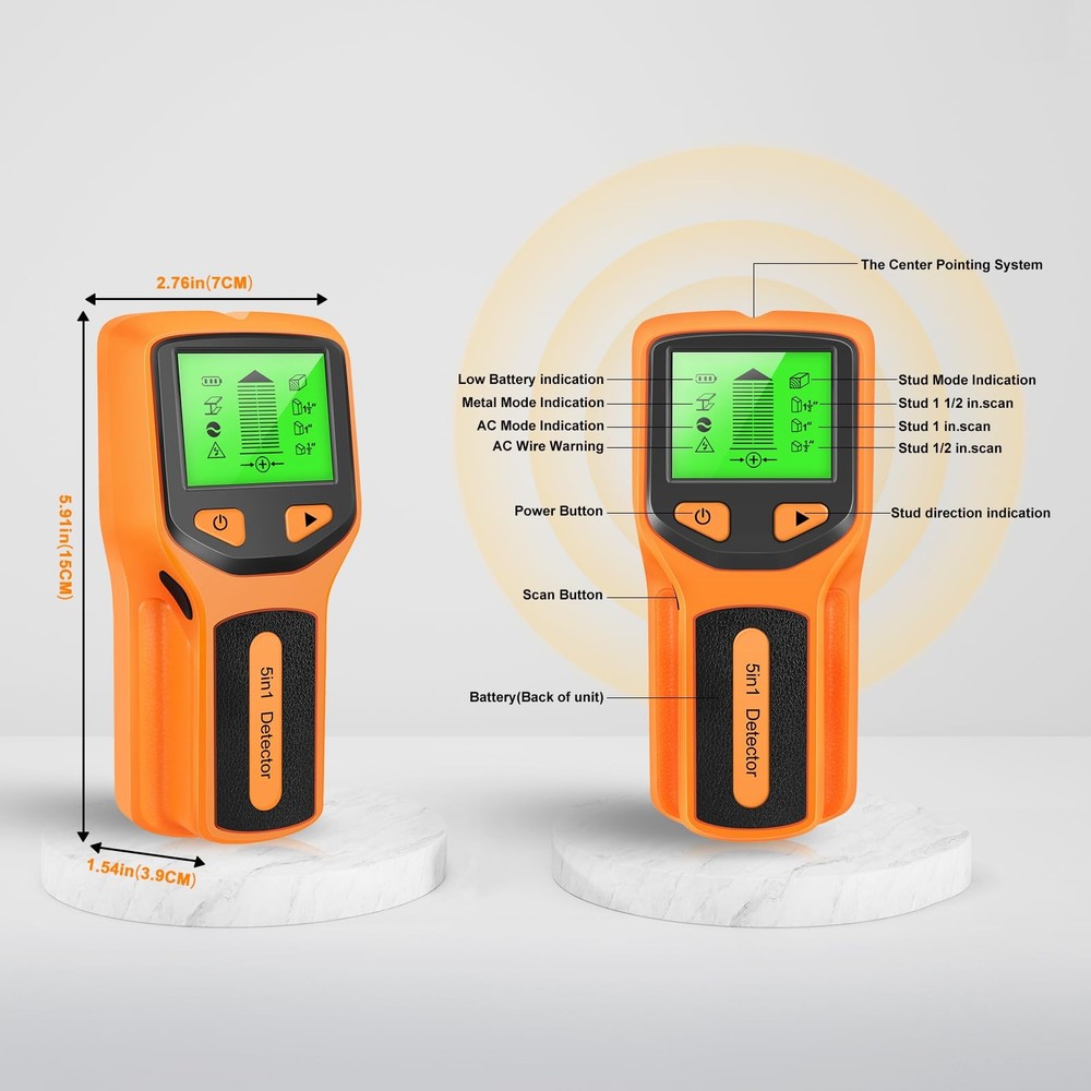 Stud Finder Wall Scanner- 5 in 1 Multifunctional Wall Detector Scanner with H...