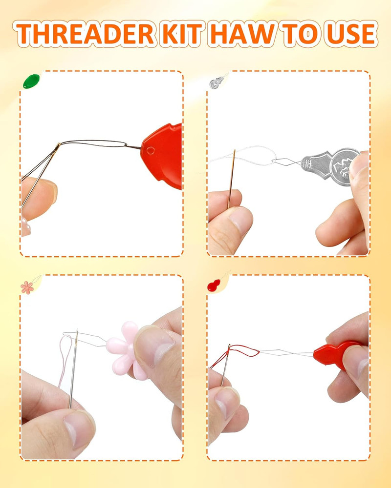Needle Threaders Kit – 24 PCS Needle Threader for Hand Sewing,4 Type Simple Need