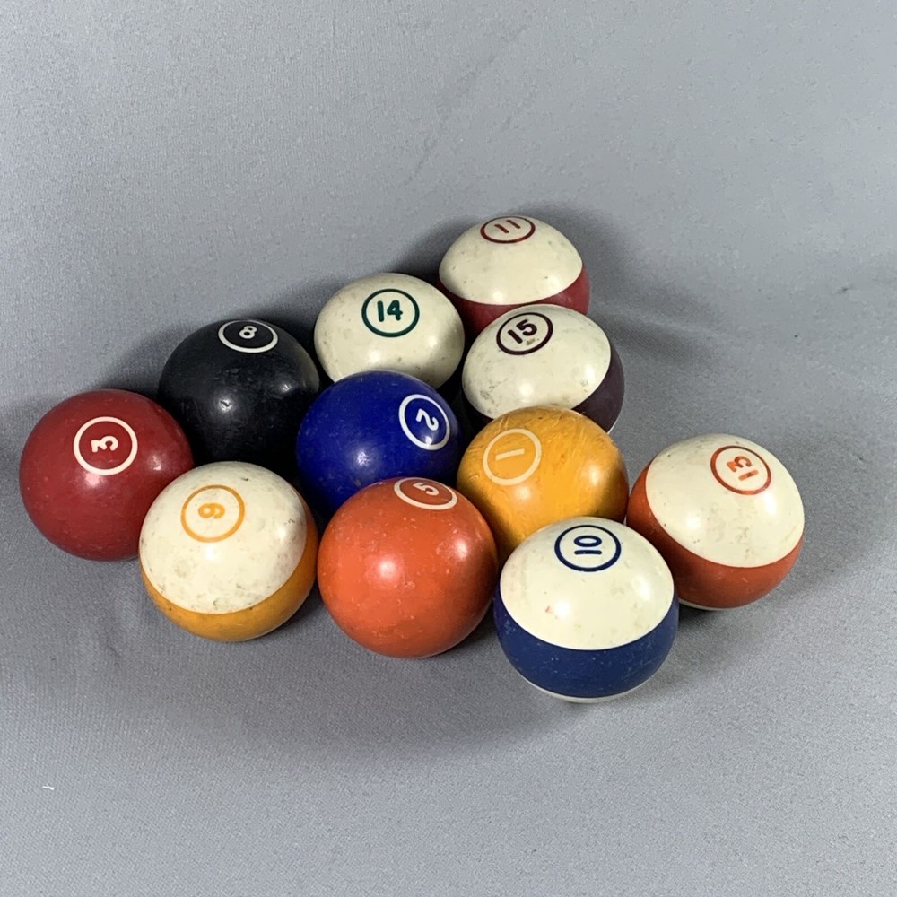11 Vtg Pool Billiard Balls