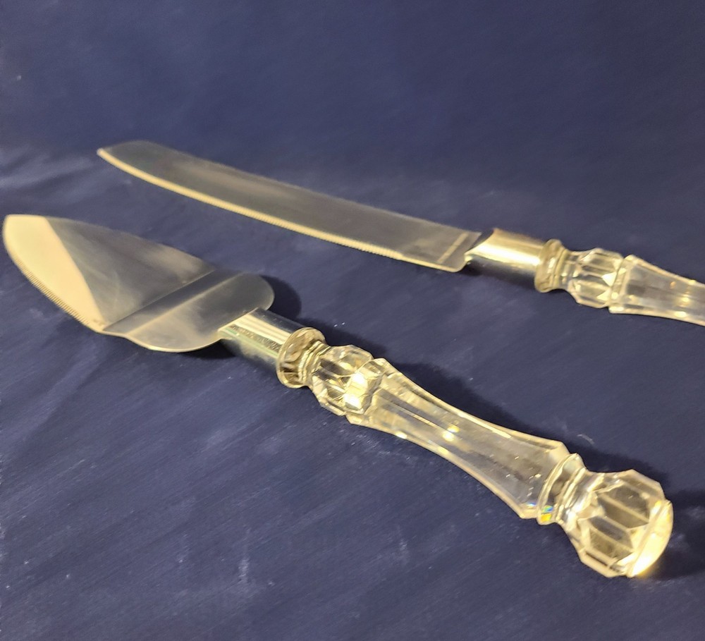 Wedding Cake Knife and Server Set with Acrylic Handle