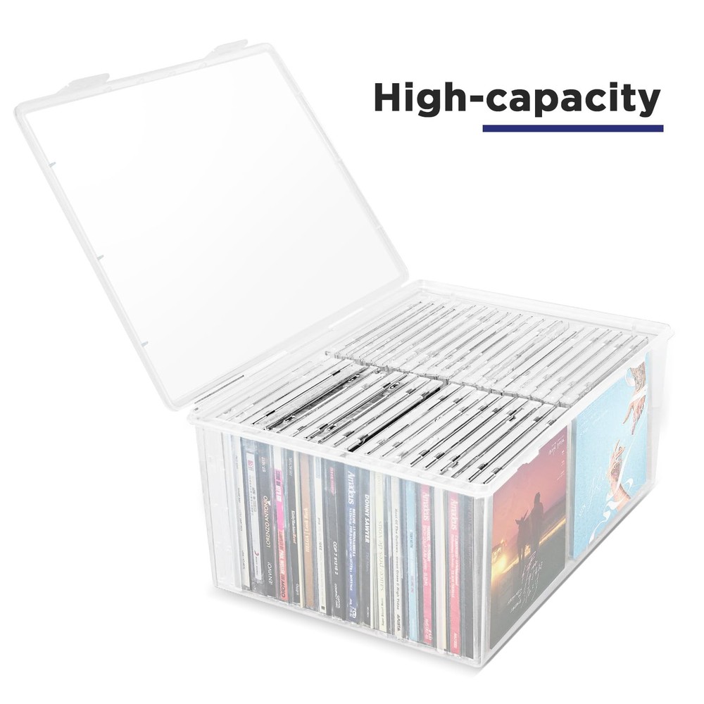 CollectHall Plastic CD Storage Box, Store 40+ CDs, Clear DVD