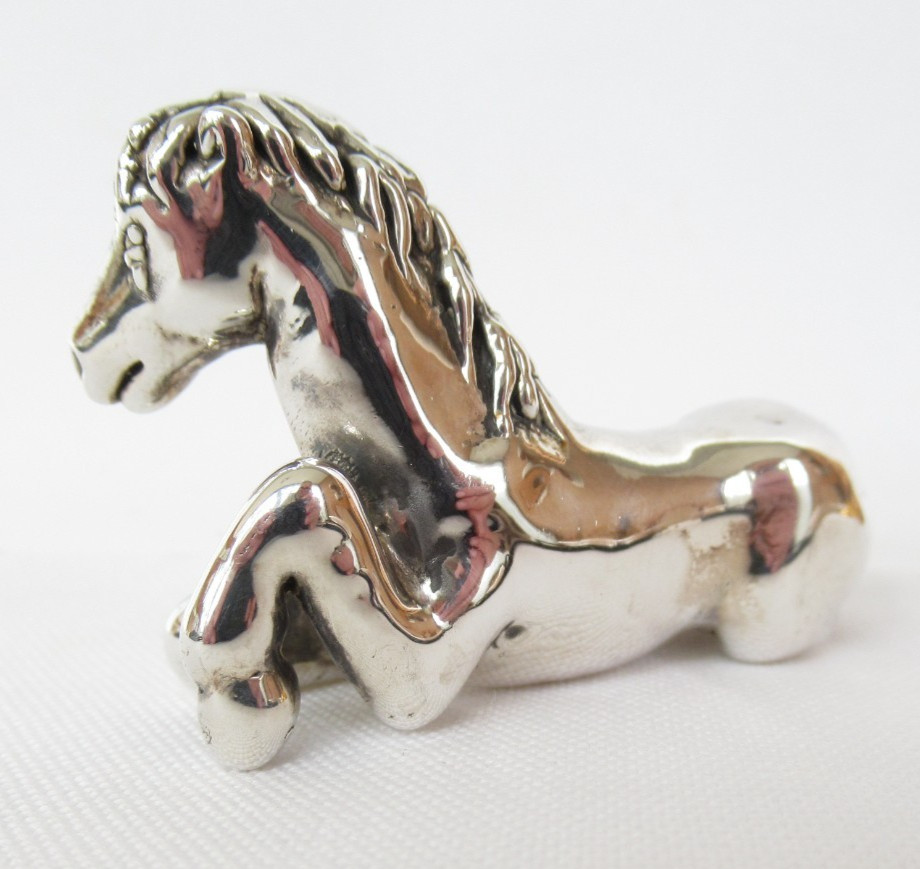 Vintage Miniature Sterling Silver Lying Down Horse Pony Animal Figurine