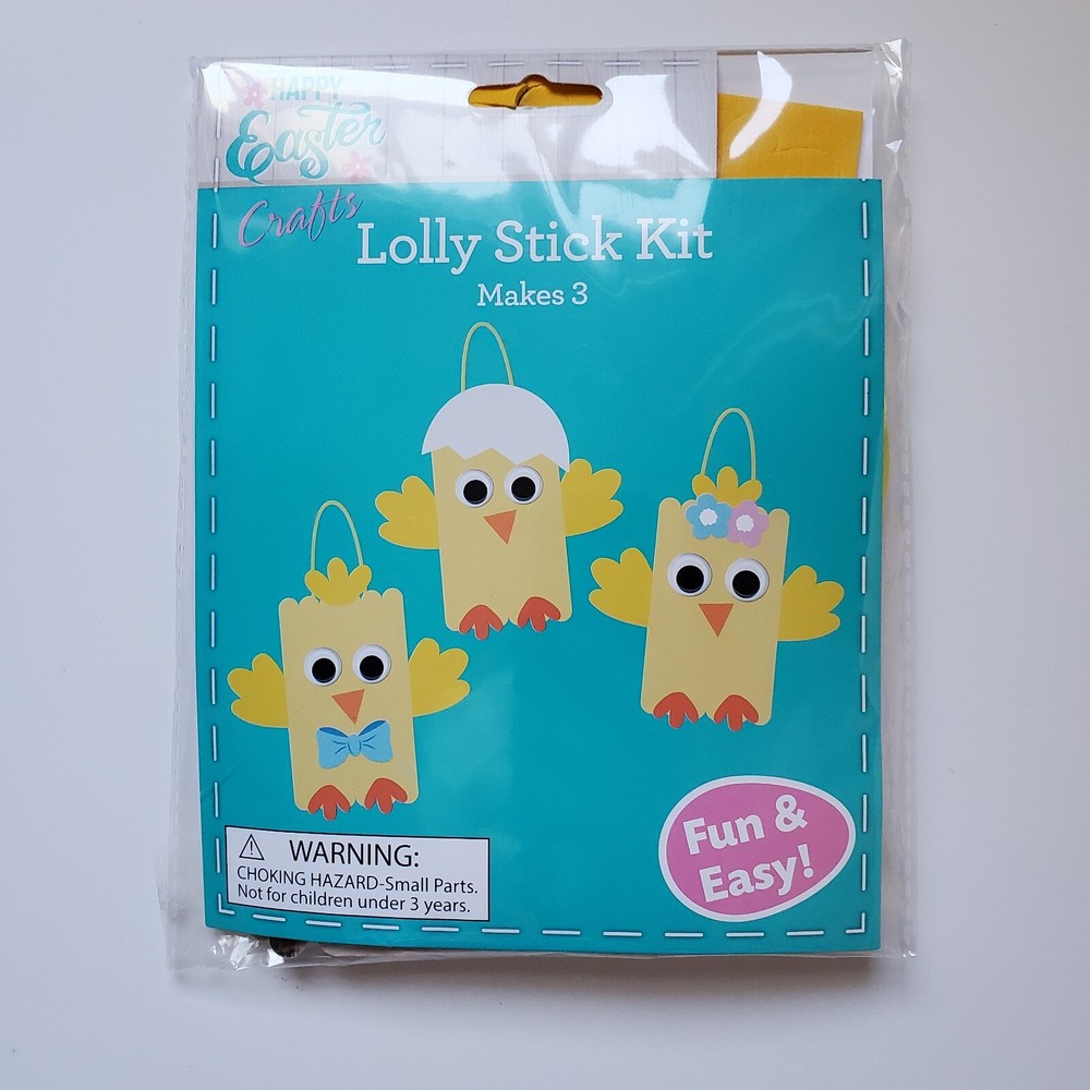 5 Lolly Stick Kit Easter Chicks 3 Each Stuffer Class Easy School Craft Activity