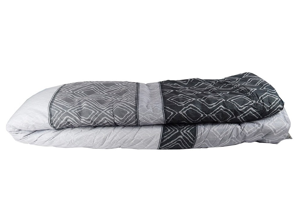 QUEEN SIZE 90" X 90" DURABLE WASHABLE MODERN PATCHWORK BLACK GRAY COMFORTER