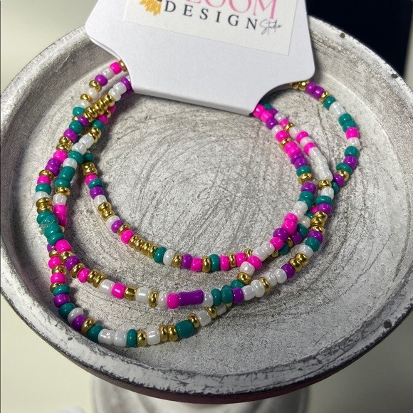 Stackable Multicolor Stretch Seed Bead Bracelets  3 pack Set Birthday Sprinkles