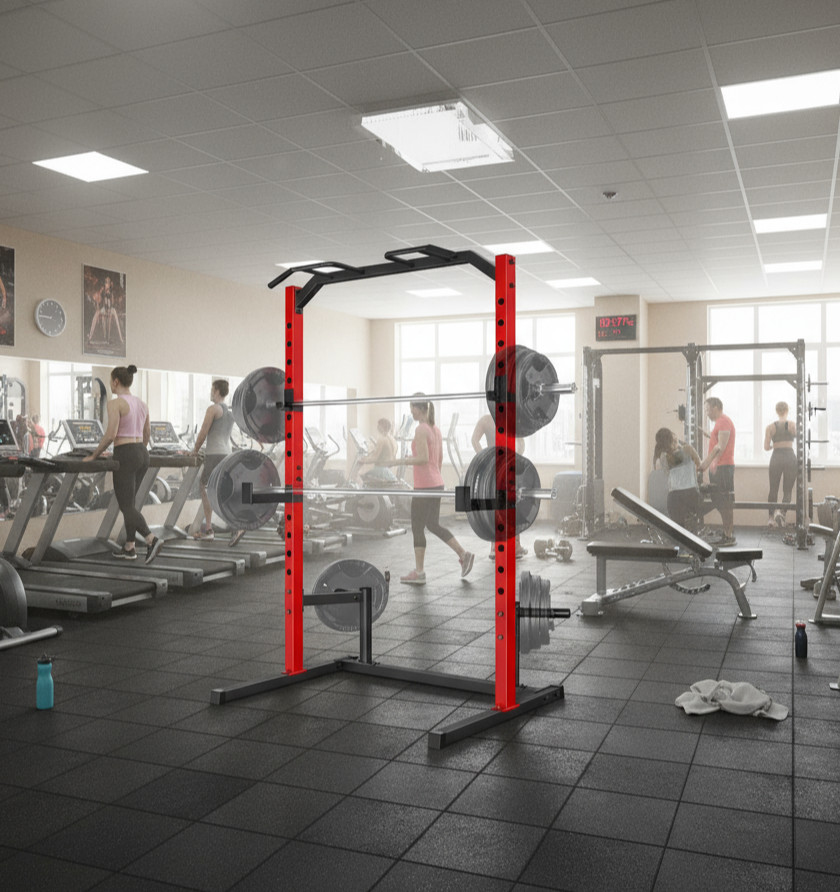 Adjustable Multi-Function Power Rack Power Cage Squat Rack w/Pull Up Bar&J-Hooks