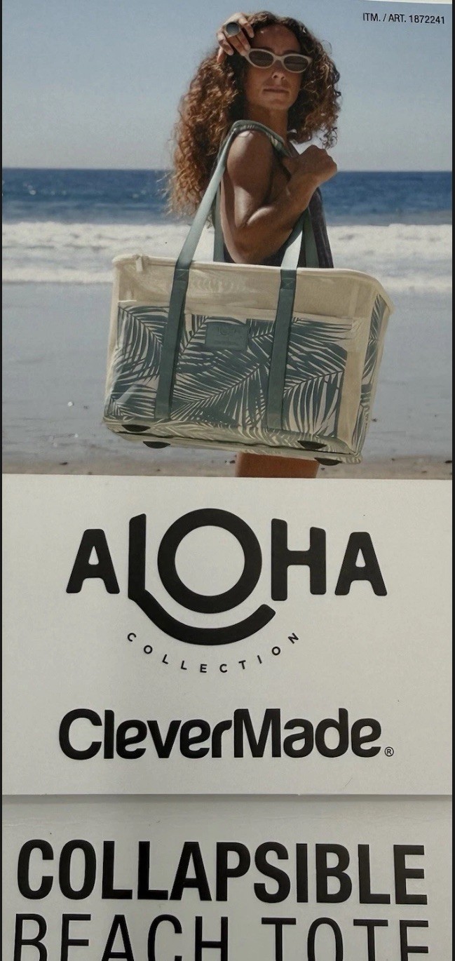 Aloha Collection CleverMade Collapsible Beach Tote Bag - Floral Green