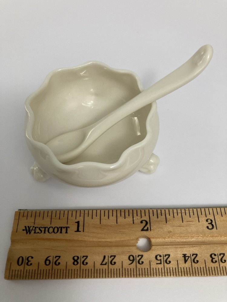 Belleek salt cellar and spoon