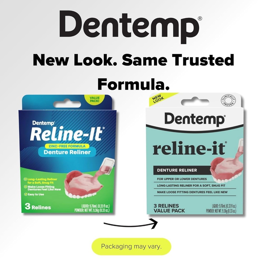 Dentemp Denture Reline Kit Value Pack Advanced Formula (3 Relines)