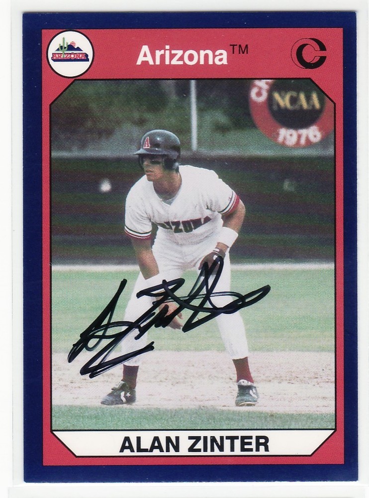 ALAN ZINTER ARIZONA UNIVERSITY AUTOGRAPHED BASEBALL CARD