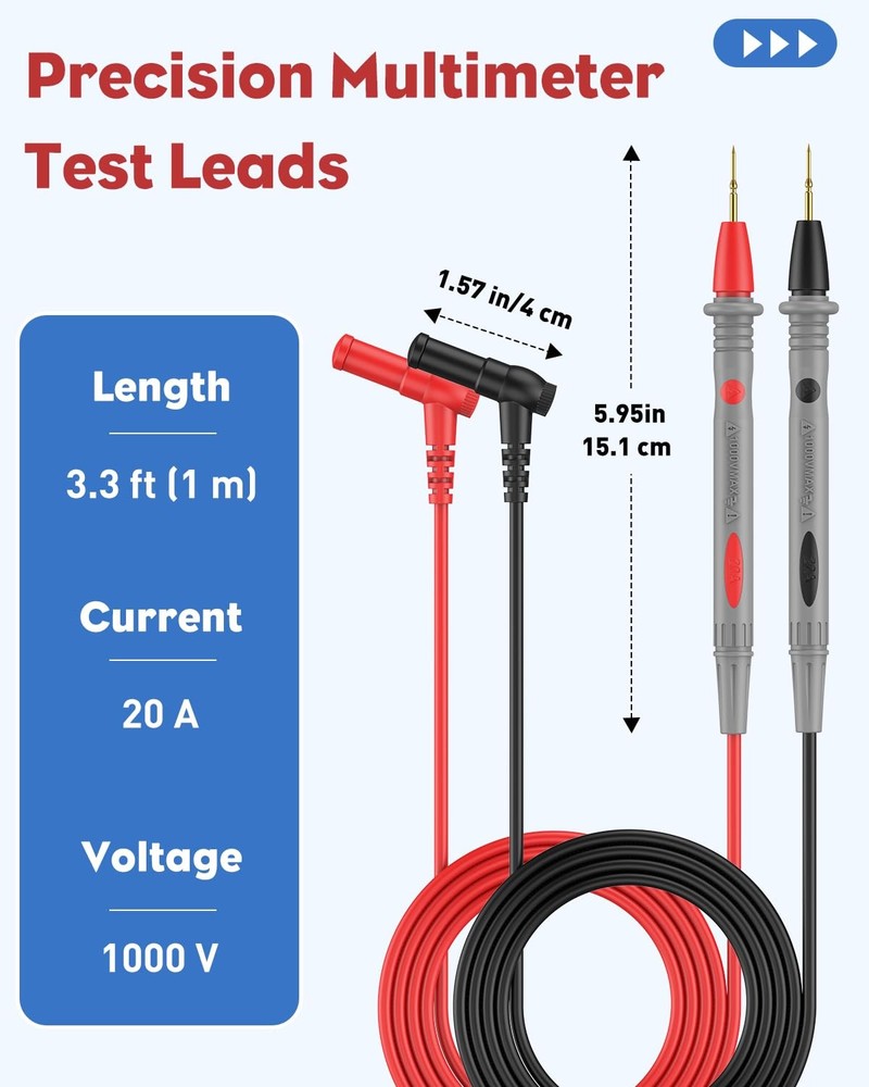11 Pcs Multimeter Test Leads, Multimeter Leads Kit with Back Probes, Dual End...