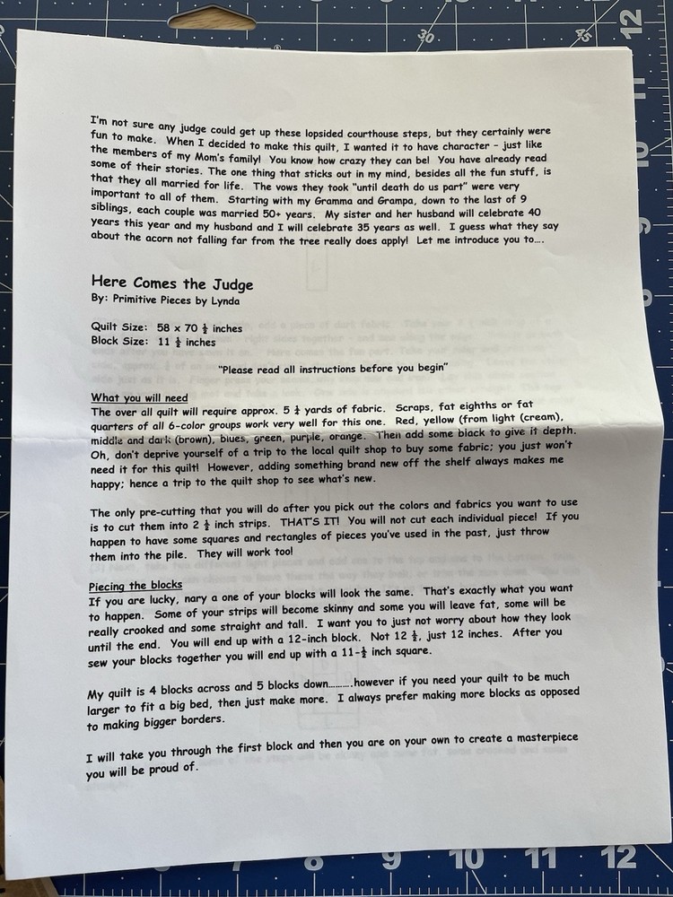 HERE COMES THE JUDGE Quilt Pattern Pieced Wall Patchwork Quilt 58”x70.5”