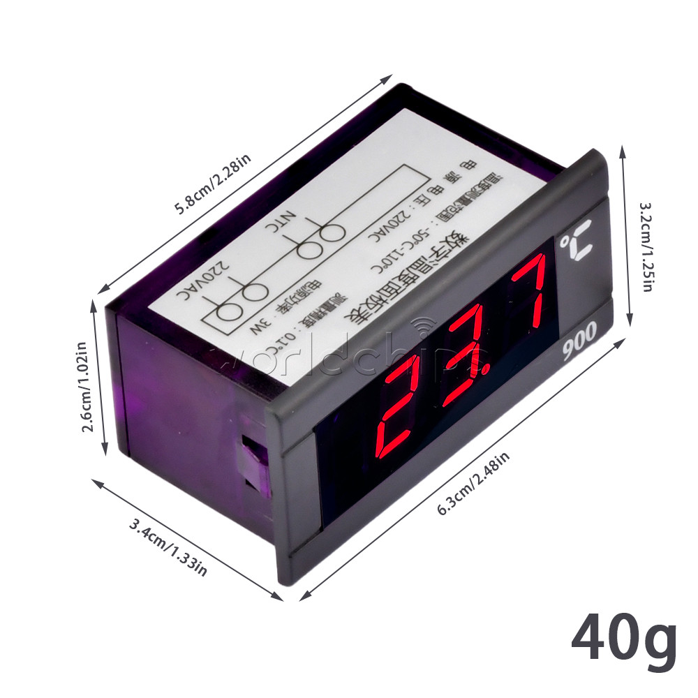 AC220V Embedded Thermometer Refrigerator Digital Temperature Meter Pannel