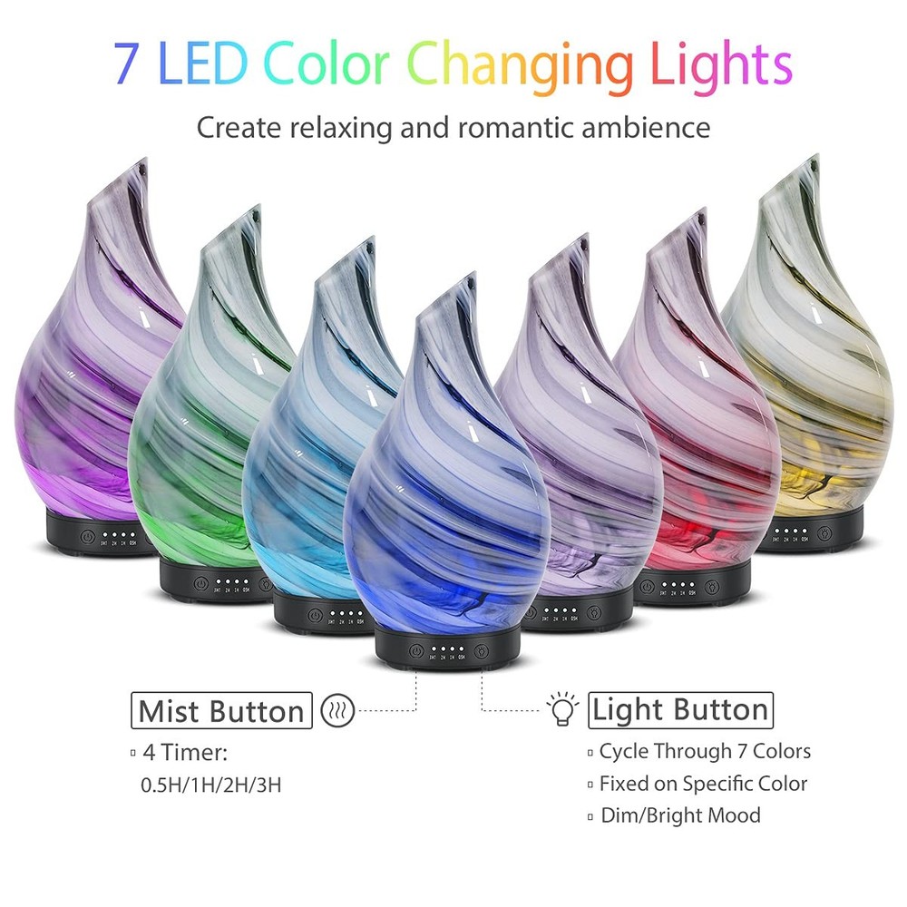 Essential Oil Diffuser Aromatherapy 1 Count (Pack of 1), Grey Wave-120ml