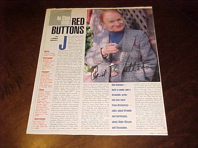 Red Buttons Autographed Signed Magazine Page
